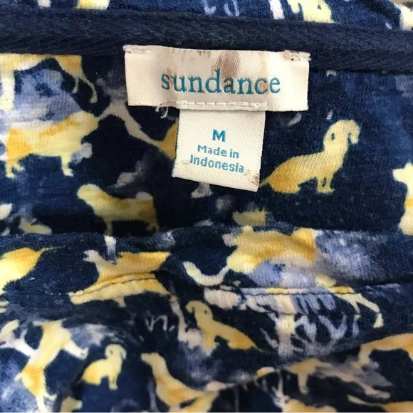 Sundance Dark Teal/Yellow Dog Print Knit Top Long Sleeve - Picture 5 of 6